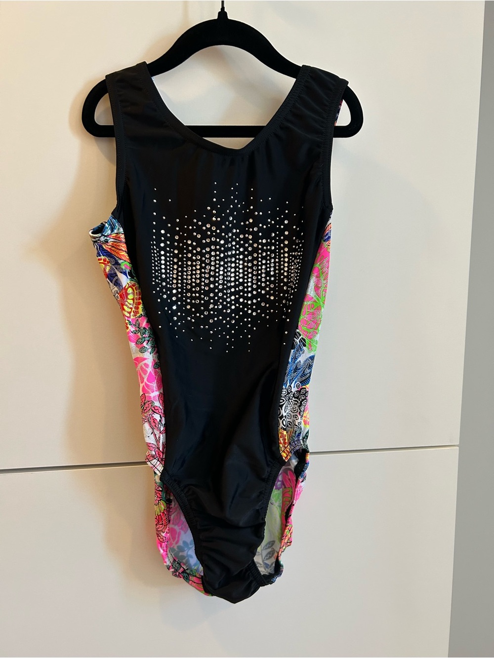 Black Dance | Gymnastics Leotard with Multicolor Side Panels - Adult Small